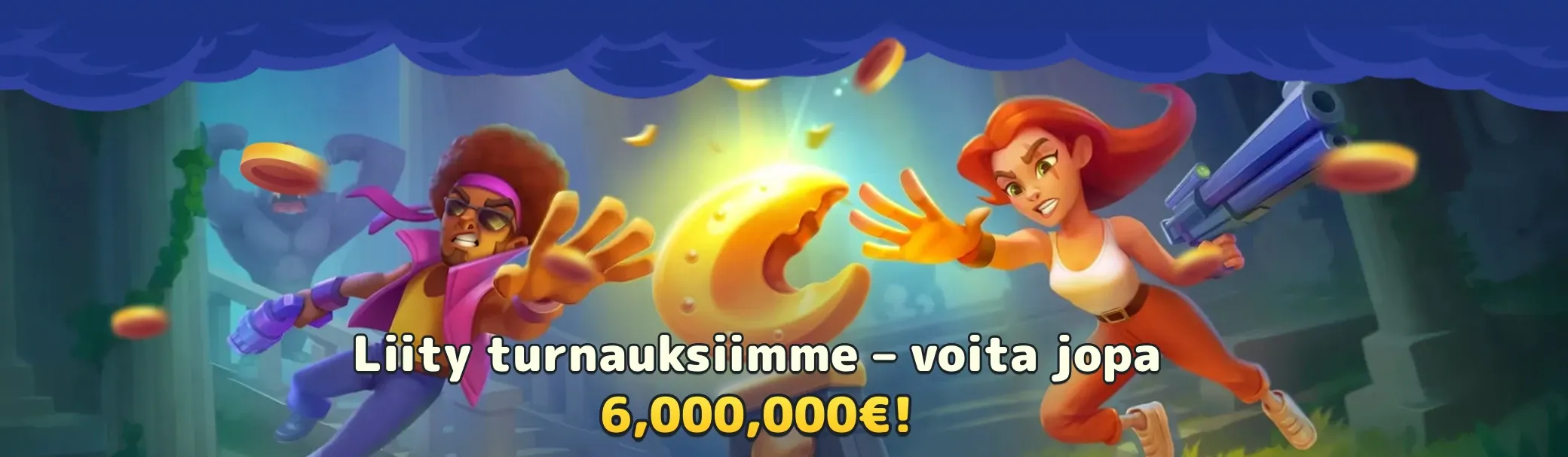 Kolme Pistolo kasino -sankarihahmoa pitelemässä futuristisia aseita ja räjähdys taustalla.